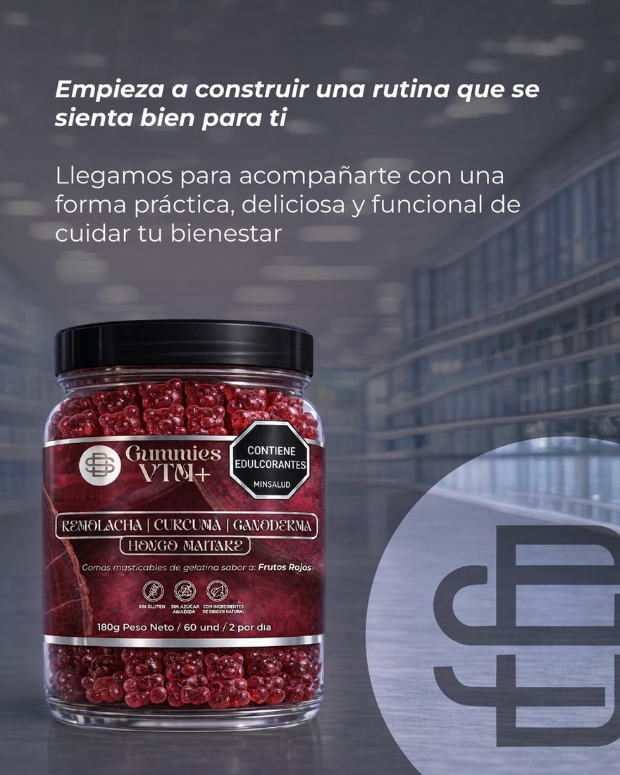 Gummies VTM+ Remolacha Mix — Remolacha, Cúrcuma, Ganoderma, Hongo Chaga